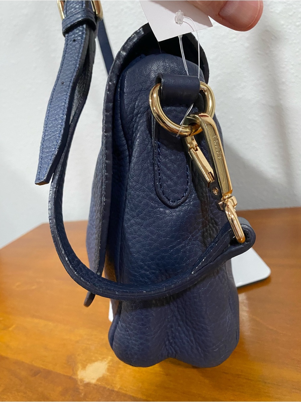 Navy Leather Shoulder Bag - Picture 3 of 13